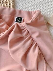 SHEIN EZwear Summer Casual Skirt For Women With Pleats And Wrapped Side Hem