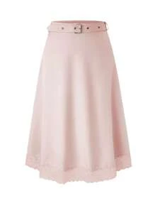 Mulvari Plus Size Solid Color Casual Holiday Style Skirt With Belt - Dusty Pink - View 1