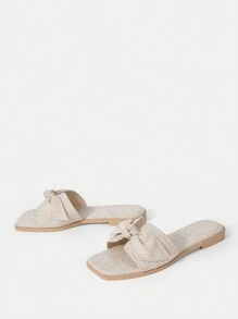 Styleloop Women Weave Concise Daily Flat Sandals  Boho Feels Vintage Frenchy Shoes Halloween Christmas Fall - Beige - View 3