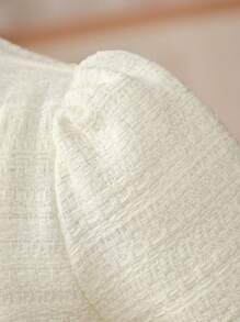 SHEIN 2入組年輕女孩蝴蝶結短袖西裝外套和裙子套裝，夏季 - 米色 - 查看 8