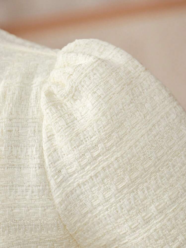 2pcs Young Girl Bowknot Short Sleeve Blazer Jacket And Skirt Set, Summer