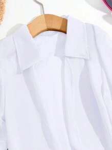 Tween女孩素色休閒和服開衫上衣