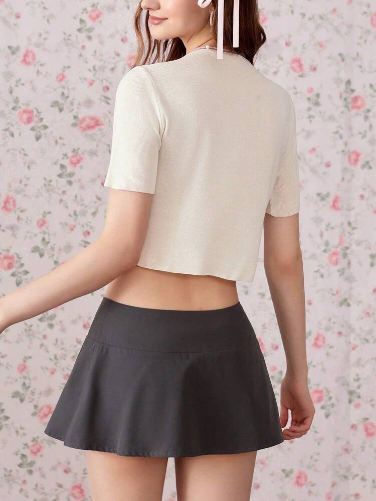 Women's Simple Solid Color V-Neck Cardigan With Bow Decoration For Daily Wear
