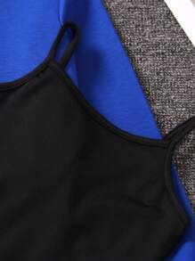 Conjunto de 2 piezas: chaqueta de manga larga y mono en general para niña preadolescente, casual, lindo, deportivo, elegante, para primavera/verano - azul real - Ver 4