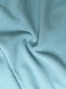 Slaydiva 加大尺碼女士夏季透藍色短袖上衣和褲子套裝-藍色 - 淺藍色 - 查看 5