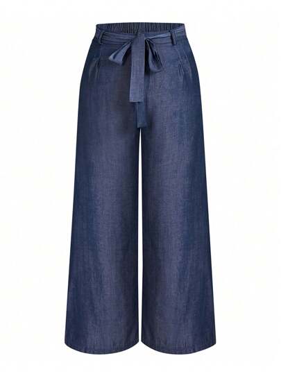 SHEIN LUNE 純色配帶休閒直筒褲