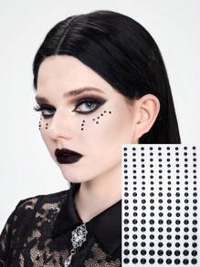 ROMWE Goth 1 miếng dán mặt kim cương lấp lánh 3D đậm, thích hợp cho lễ hội âm nhạc, Y2K, lễ hội, tiệc tùng - Không thấm nước - màu đen - Xem 1