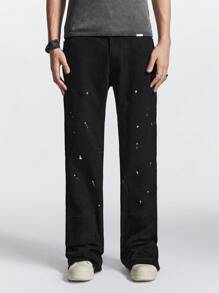 Chillumni Männer Tinte Muster gerade und lockere Passform lässige Jeans