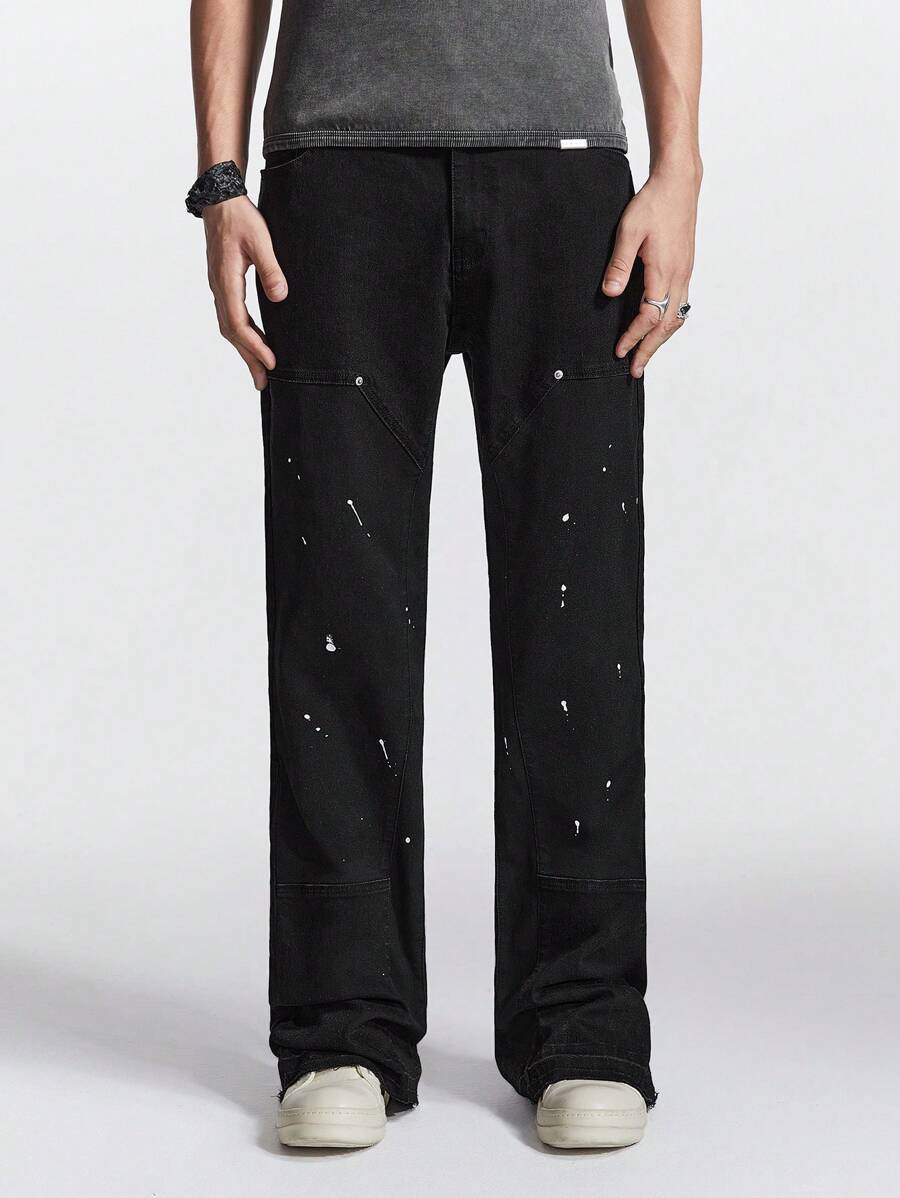 Chillumni Männer Tinte Muster gerade und lockere Passform lässige Jeans