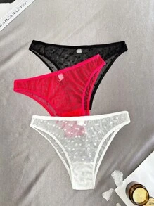 女士蕾絲三角褲底內衣（3入組） - 彩色 - 查看 6