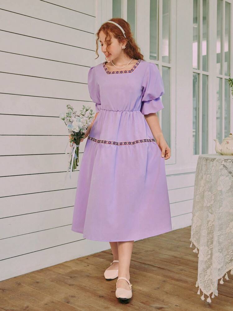 Teen Girl Spring/Summer Woven Bubble Short Sleeve Dress