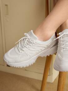 Vate Women Shoes Fashion Thick Sole All-Match White Sports Shoes Sports Shoes Casual Shoes - White - View 5