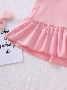 Summer Sweet Contrast Lace Sleepwear Dress With Ruffle Hem For Tween Girls - Pink - View 6