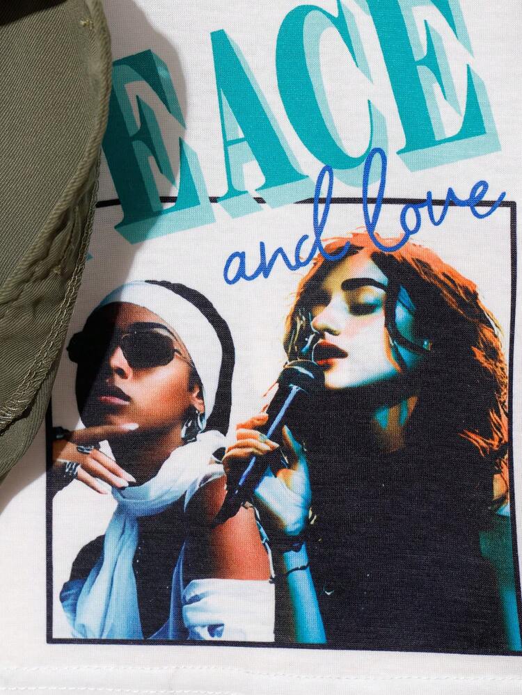 Baby Girl Summer White T-Shirt, Work Vest And Long Pants Three-Piece Set