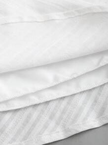 Sweetra 紋理布料白色無袖休閒夏季連衣裙 - 白色 - 查看 4