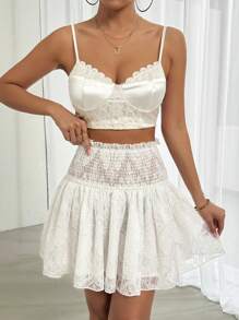 Chiquease Women's Lace Waist Cinched White Skirt For Summer - White - View 6