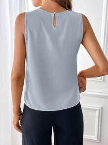 Firerie 女士純色圓領無袖上衣，夏日款 - 灰色 - 查看 2