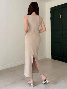 DAZY Vestido de tirantes delgados de unicolor para mujer
