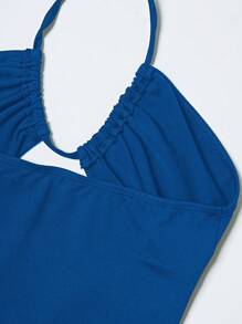 Chiquease Đầm Maxi hở lưng gợi cảm không tay màu đen cho nữ - Xanh đậm - Xem 3