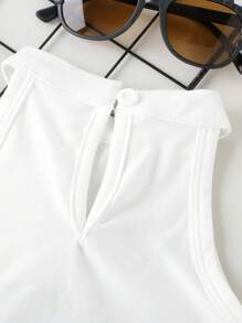 Baby Girl Street Style Printed Denim Pants Set, Summer - White - View 5