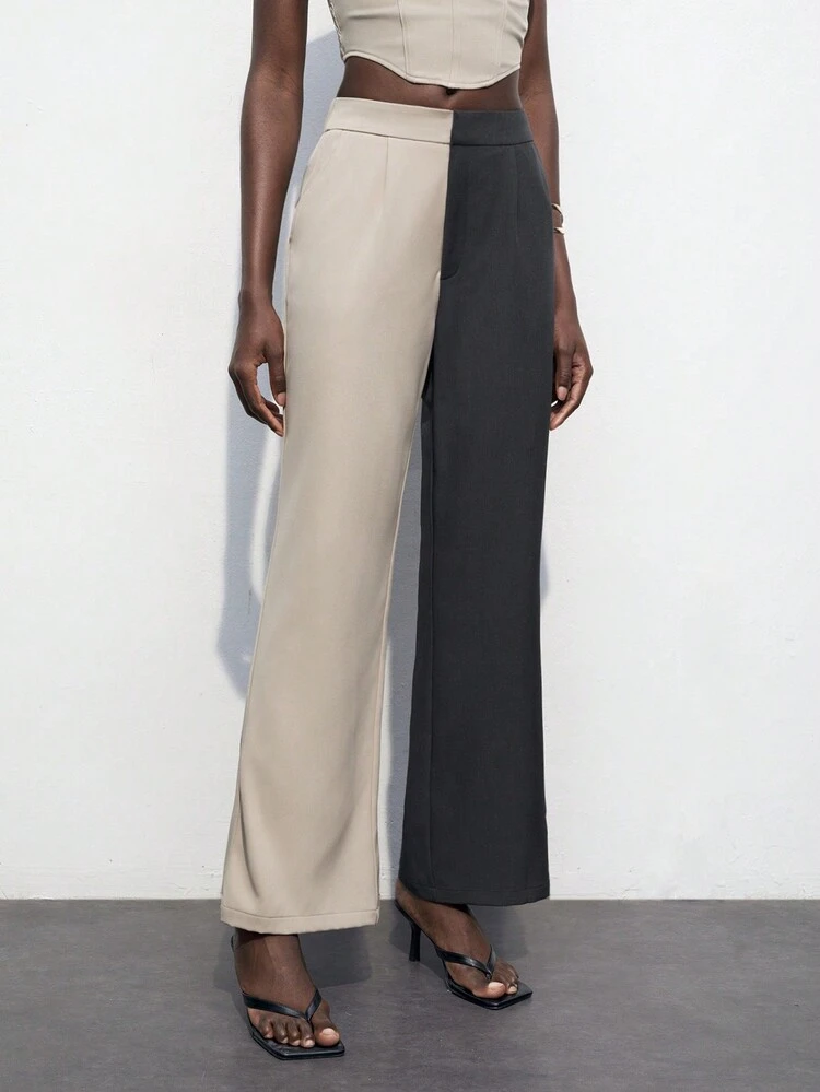 SHEIN Maija Damskie spodnie typu casual w bloki kolorów, odpowiednie do dojazdów do pracy