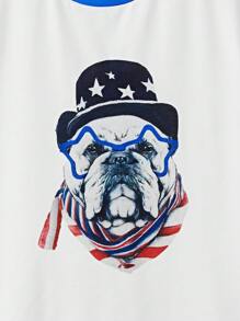 Manfinity VCAY Men's Summer Dog Print Round Neck Short Sleeve Casual T-Shirt And Drawstring Waist Shorts Set