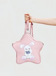 ROMWE Kawaii Ba lô đeo vai hình con thỏ in hình năm cánh - Hồng - Xem 10