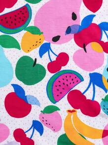 SHEIN Leap Crew Vestido de verano sin mangas de punto elástico para niña con lindo estampado de frutas, ideal para vacaciones - Blanco - Ver 4