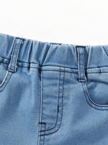 Young Girl Fashionable Sweetheart Contrast Sequin Heart Pattern Jeans