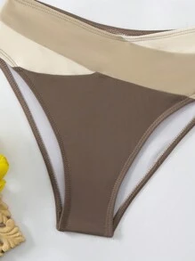 Swim Vcay Trajes de baño para mujer Conjunto de bikini sexy bandeau con bloque de color para playa de verano