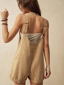 Bohemela Vacation Khaki Backless Romper For Women - Khaki - View 9