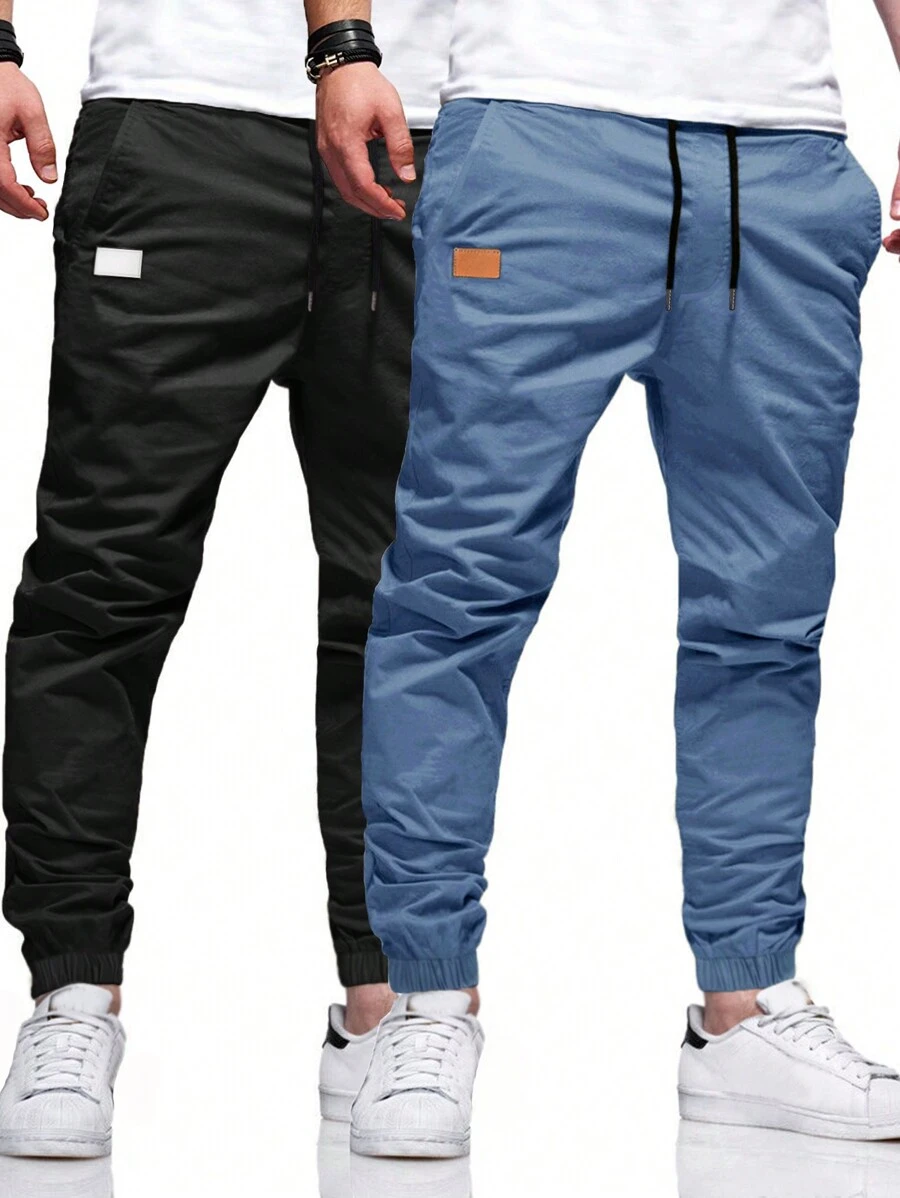 Manfinity Homme Men's Casual Jogger Pants With Waist Drawstring And Elastic Cuffs - Multicolor - View 1