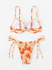 SHEIN Swim 女士夏季海滩扎染性感比基尼套装，印花，随机，分离式比基尼套装 - 彩色 - 查看 2