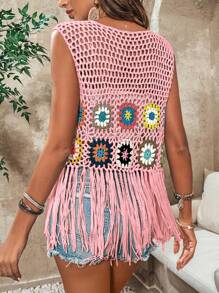 Breezaya Women's Colorful Embroidery Simple Daily Crochet Cardigan