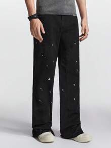 Chillumni Männer Tinte Muster gerade und lockere Passform lässige Jeans