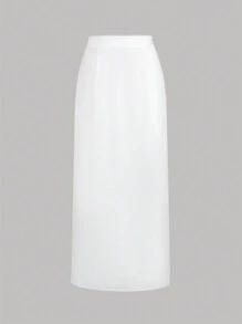 SHEIN Unity 夏季單排扣雙肩帶上衣和裙子套裝 - 白色 - 查看 3