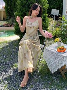 DAZY Tie-Dye Women's Summer Cami Dress With Back Tie Cruise Women Outfits Sundress Floral Maxi Dress - Multicolor - View 2