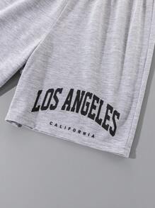 SHEIN Leap Crew 3入組青少年男孩休閒針織印花運動短褲，春夏季 - 綠色 - 查看 4