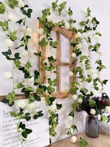 1 件 2.5 米人造花藤，悬挂假花藤，带绿叶的人造花藤，适用于派对装饰、家居装饰、假植物、秋季装饰、房间、书桌、花园装饰、房间装饰用品 - 彩色 - 查看 2