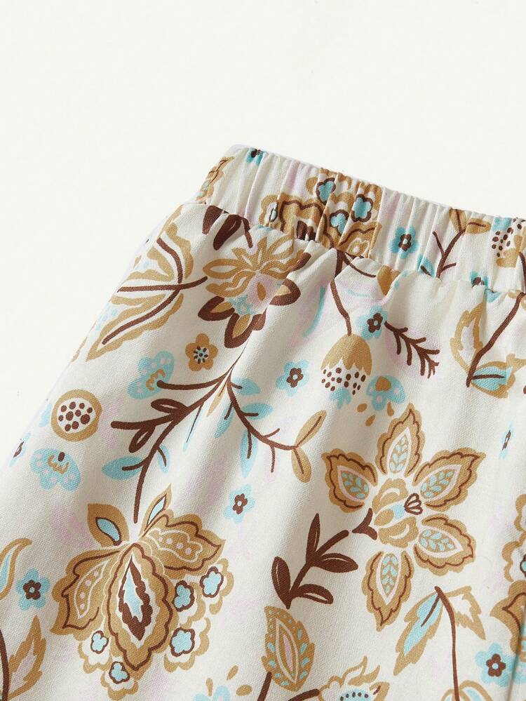 Baby Boy Cartoon Cat Pattern Color-Blocked Short Sleeve Pullover Top And Casual Shorts Outfit, 2pcs/Set