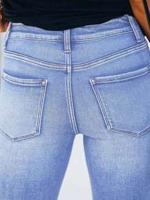 Women Casual Slim Fit Skinny Jeans - 淺色水洗藍 - 查看 4