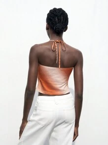 Maija Women's Fashionable Gradient Striped Halter Neck Fitted Top, Back To School Style