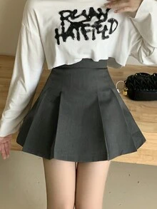 Summer Women's Casual Solid Color Pleated Skirt