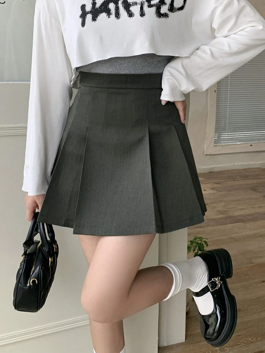 Summer Women's Casual Solid Color Pleated Skirt