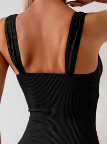 SHEIN Swim Women's Summer Beach Halter Backless Monokini Swimsuit With Cutout Design - Black - View 5