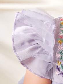 SHEIN Baby Girls' Summer Embroidered Mesh Dress - Mauve Purple - View 4