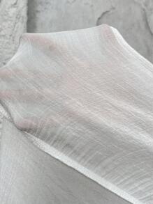 Chiquease Vestido de corte veraniego elegante y conciso para mujeres con corte, bordado y flecos en la cintura - Blanco - Ver 3