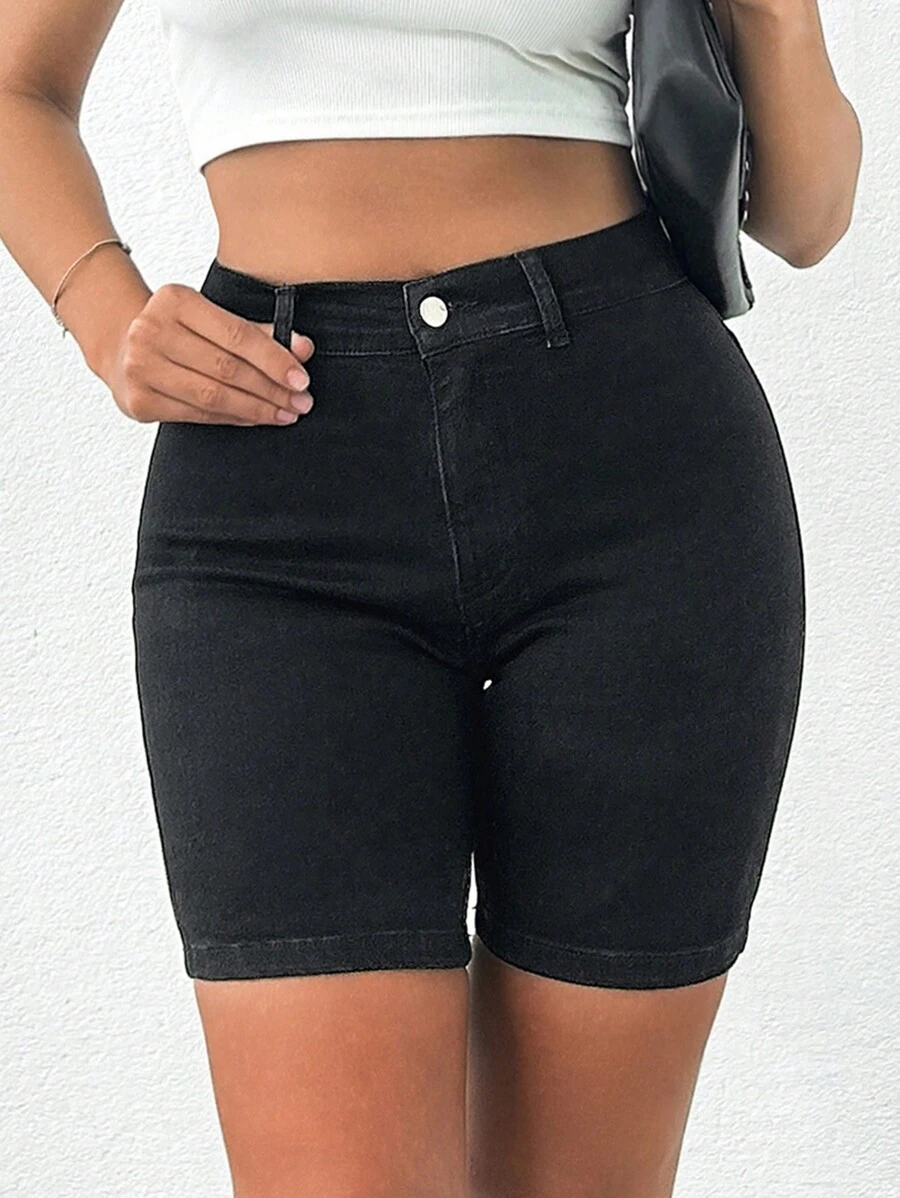 Cottnline Elastic, Back Elastic Detailed Short - Black - View 1