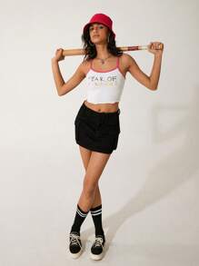 GAWX Top tipo camiseta de tiras ajustado para mujer, de corte corto, ideal para verano, vacaciones, playa, salir, festivales, estilo Ibiza, y vestimenta de estilo occidental