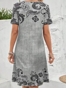 EMERY ROSE 女士時尚夏季日常簡約波斯花卉連衣裙